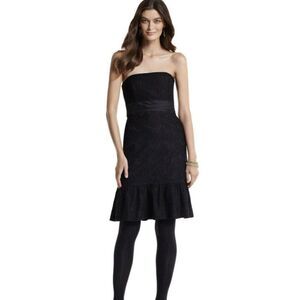 White House Black Market Black Lace Strapless party Dress 14 $200